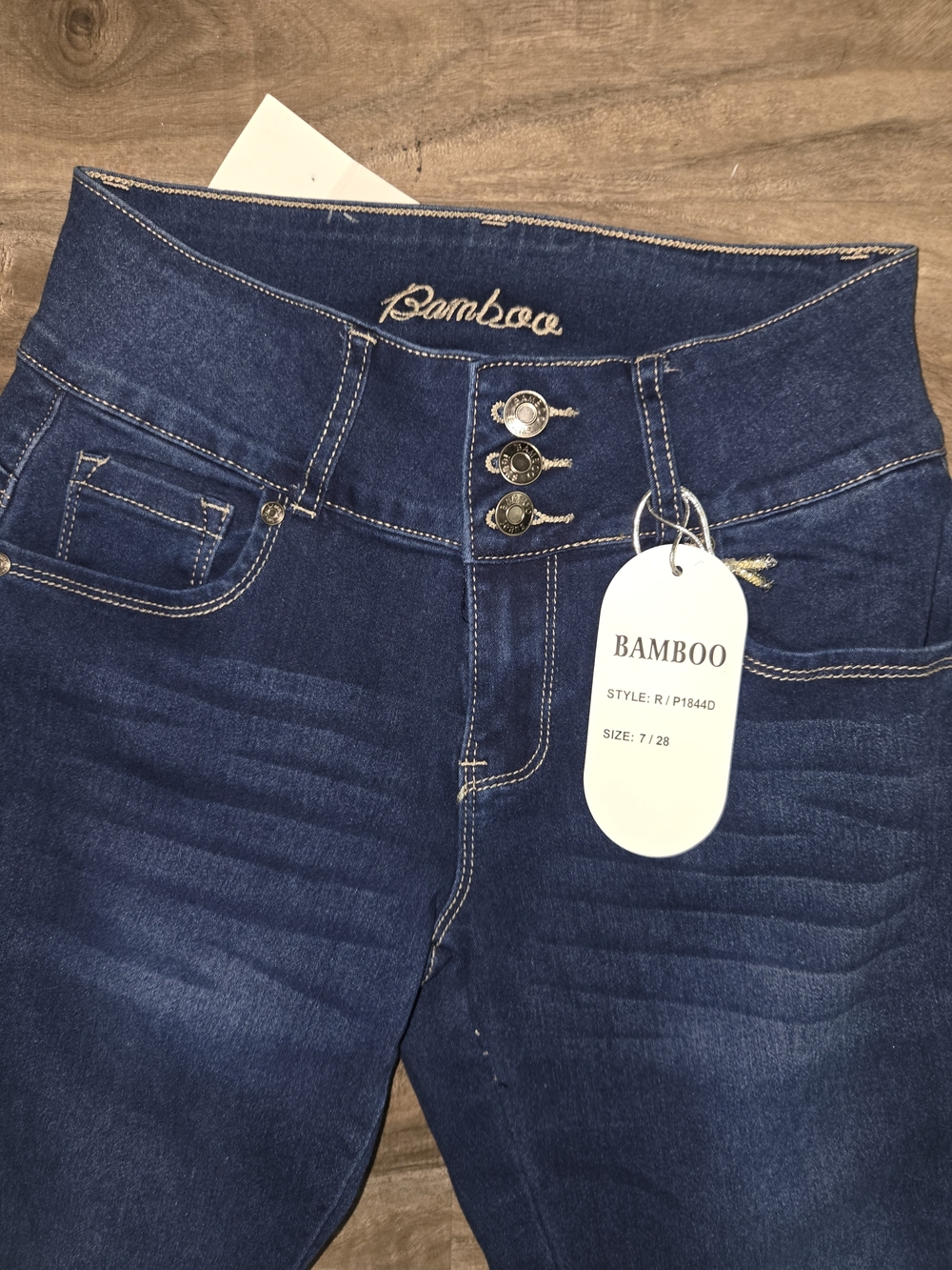 BAMBOO High-Rise Dark Blue Stretch Women's Jeans